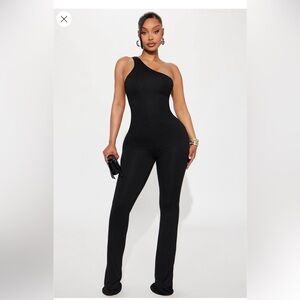 In The Club One Shoulder Jumpsuit - Black